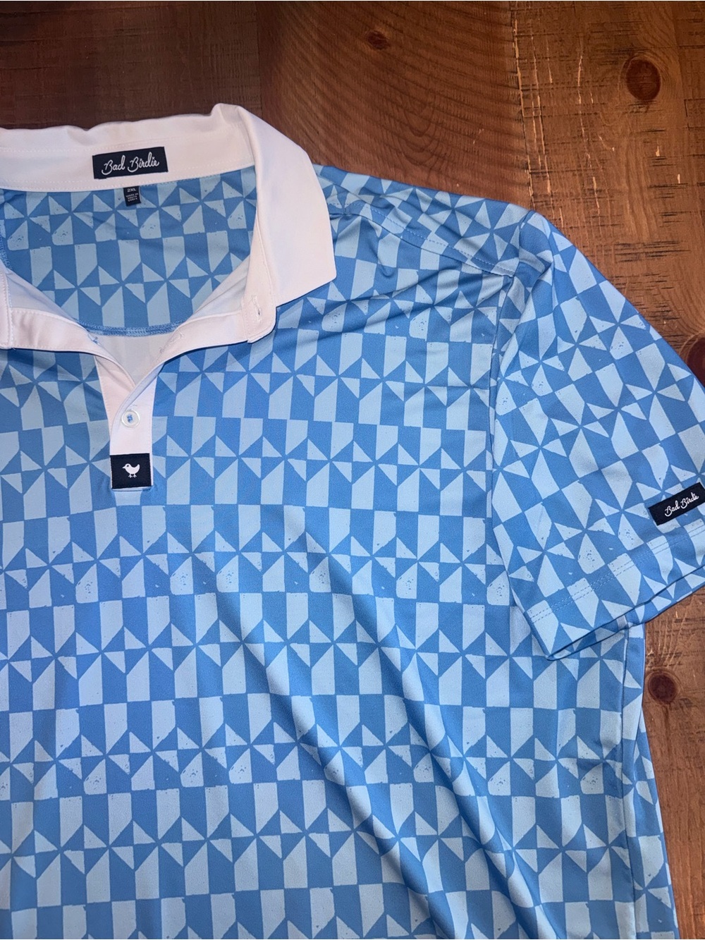 Bad Birdie Light Blue Geometric Polo Shirt
